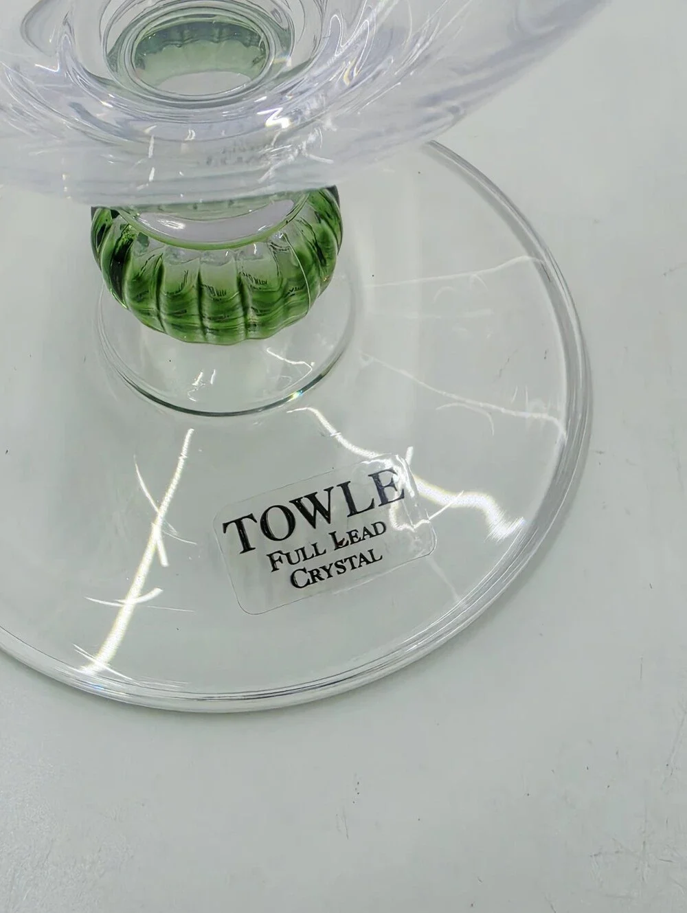 Towle Elena Verde Water Goblets Full Crystal Green Ribbed Ball Set Of 4 Austria